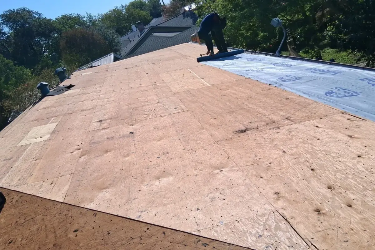 Clean roof deck after tear-off, ready for new underlayment