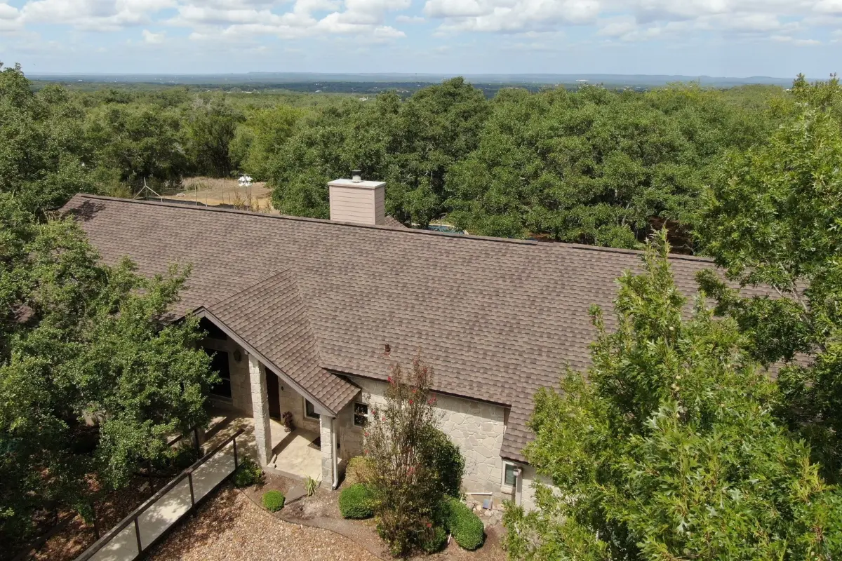 Completed IMPACTSHIELD roof with GAF Timberline UHDZ shingles on a Bergheim, TX home