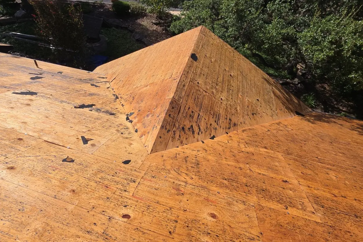 Clean roof deck after tear-off on a Bergheim, TX roof replacement