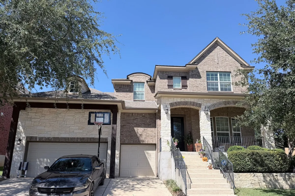Before: front elevation of the original roof in Indian Springs, San Antonio, TX